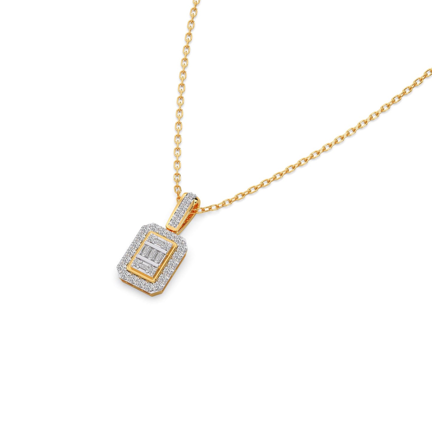 Baguette & Round Diamond Pendant
