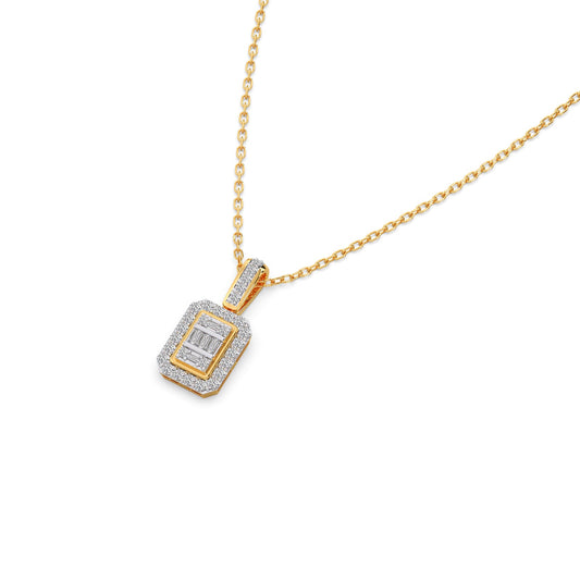 Baguette & Round Diamond Pendant