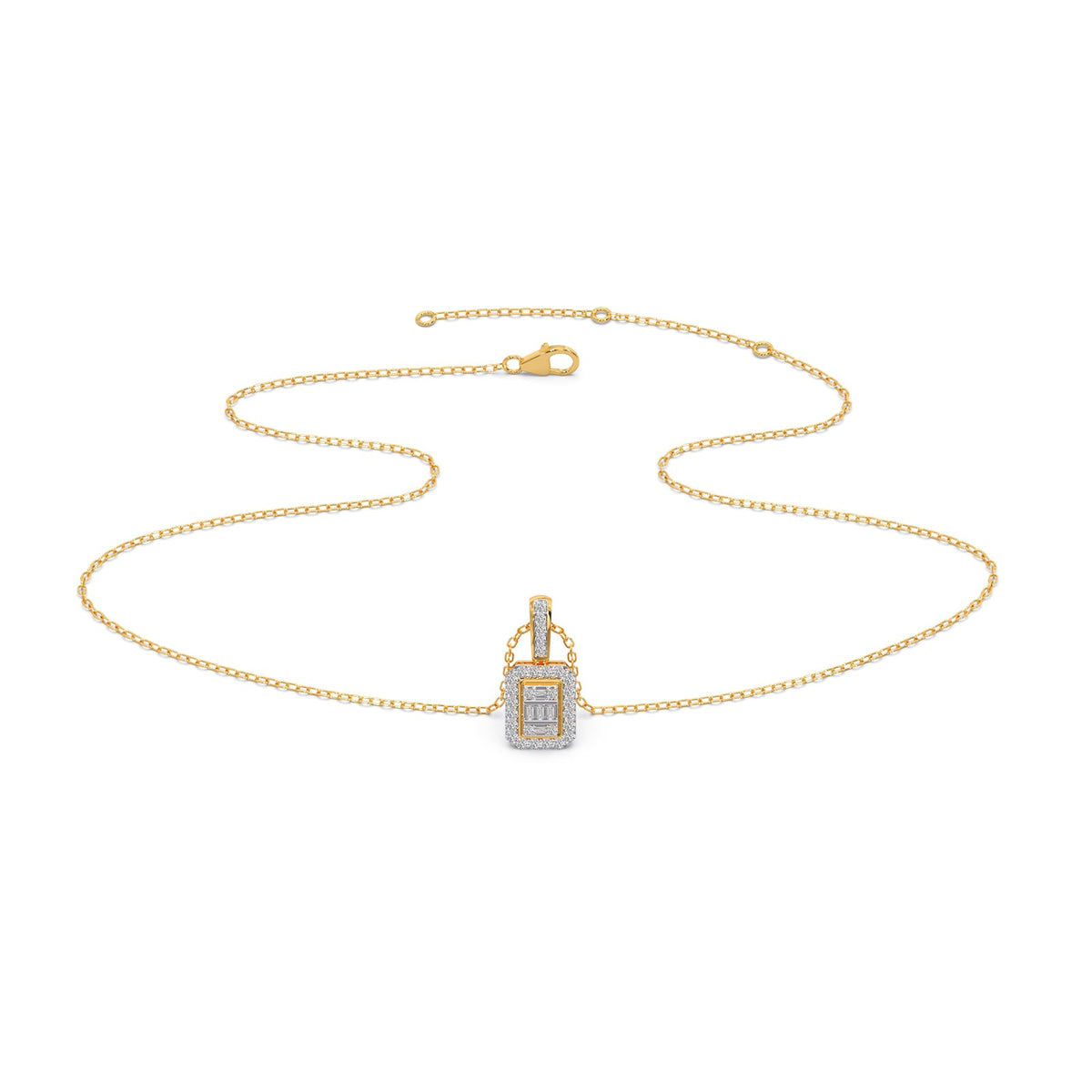 Baguette & Round Diamond Pendant