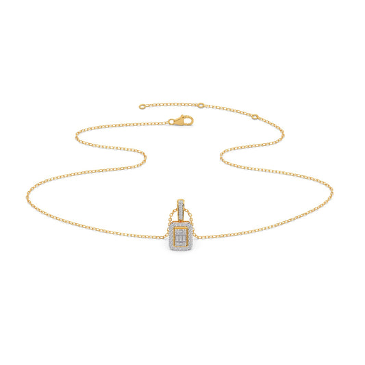 Baguette & Round Diamond Pendant