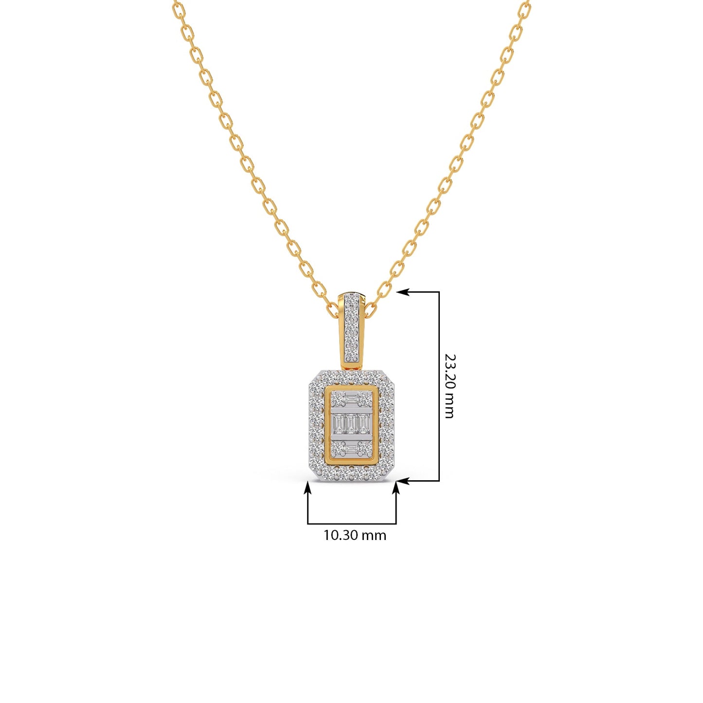 Baguette & Round Diamond Pendant