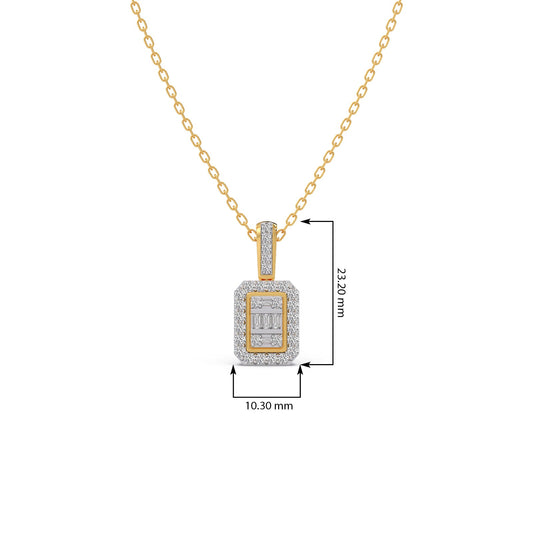 Baguette & Round Diamond Pendant