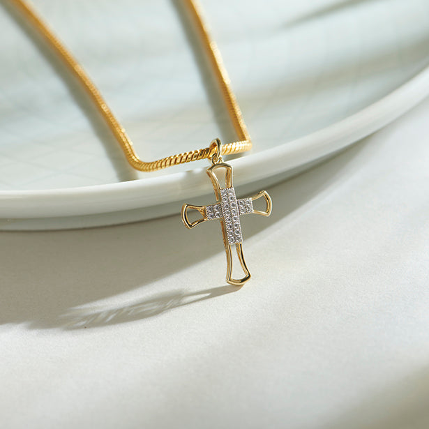 Dainty Diamond Cross Pendant
