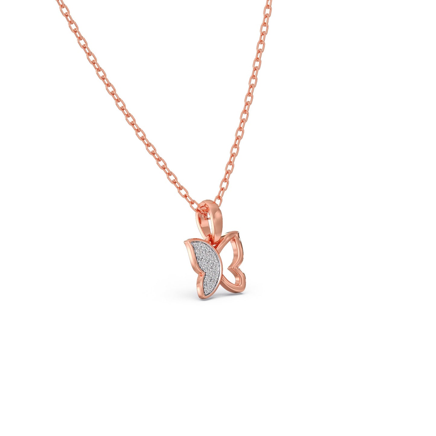 Half Diamond Butterfly Pendant