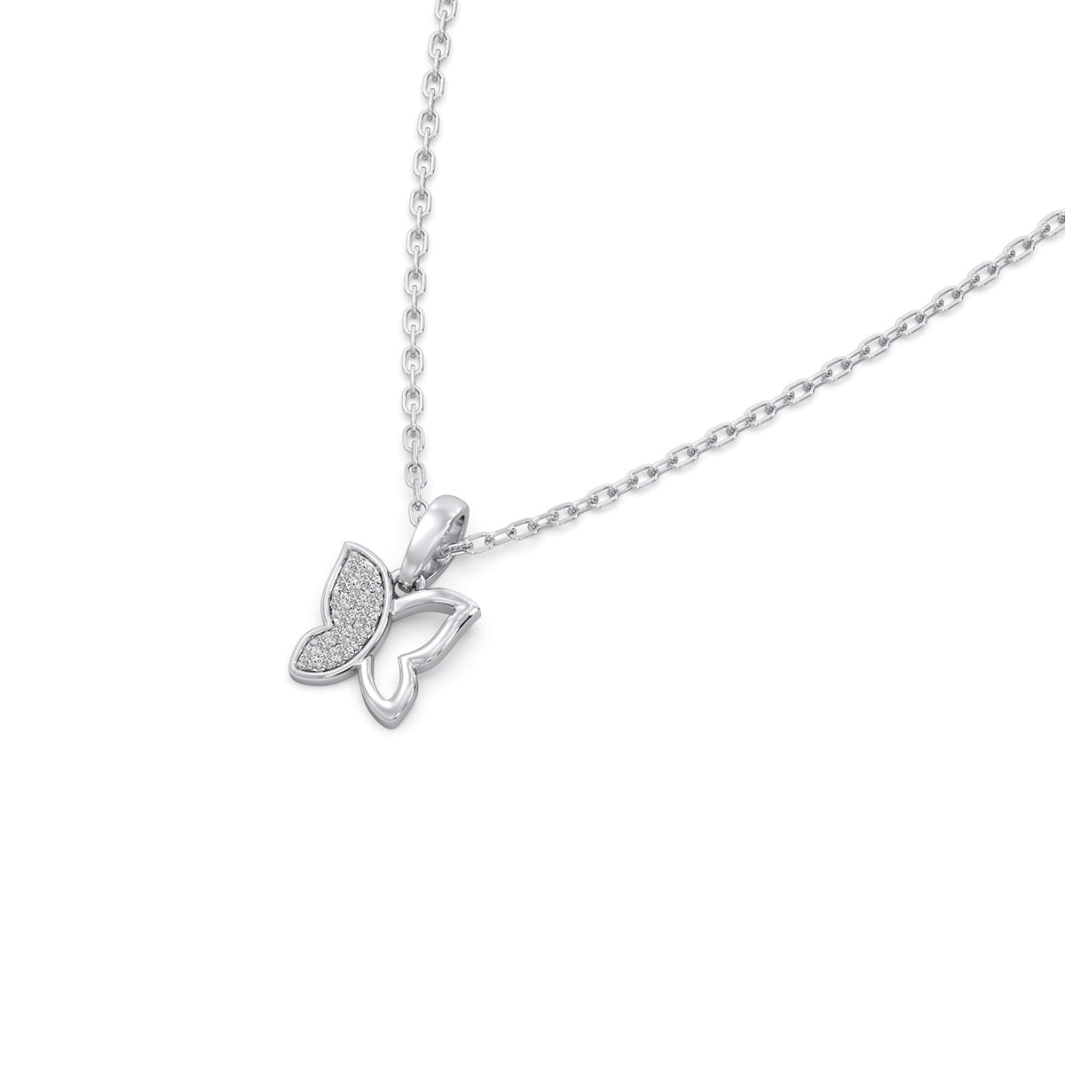 Half Diamond Butterfly Pendant
