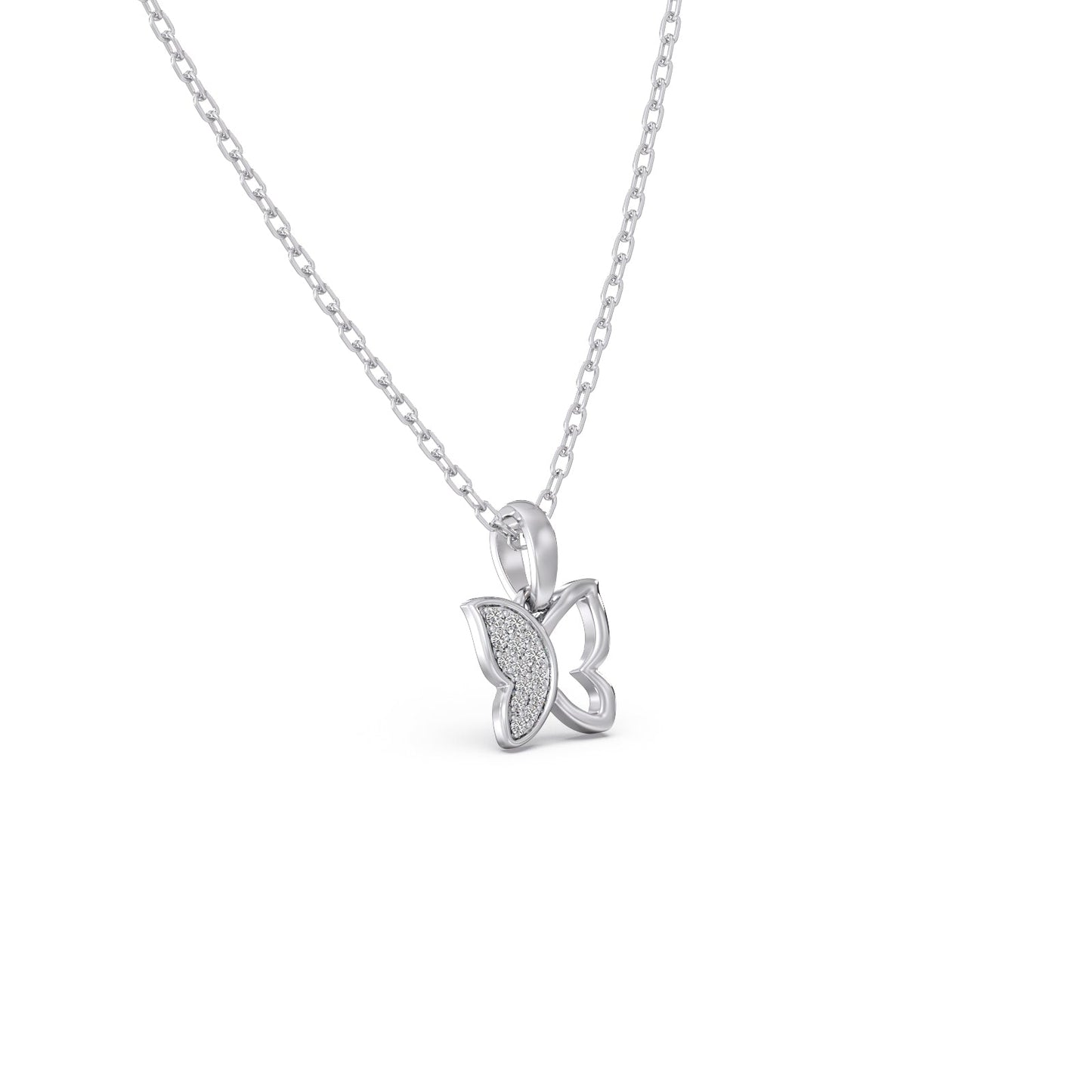 Half Diamond Butterfly Pendant
