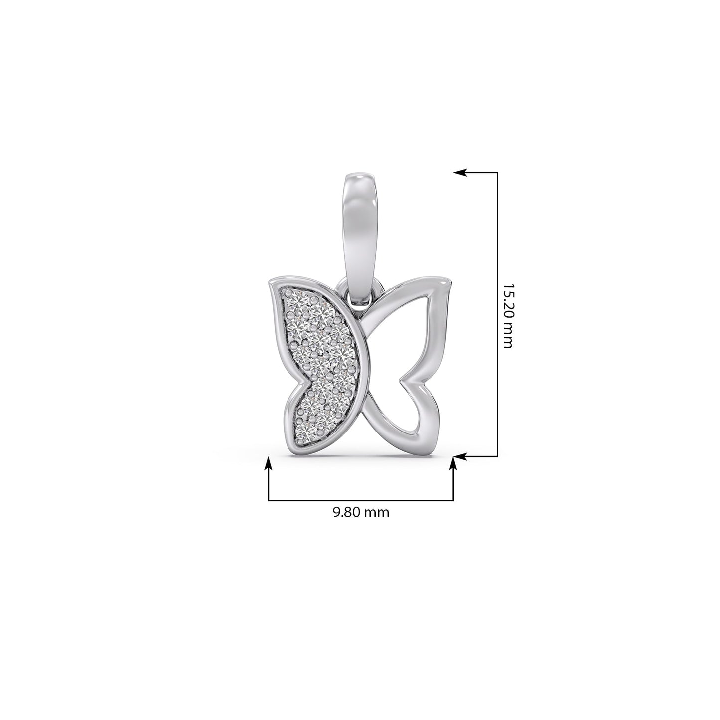 Half Diamond Butterfly Pendant