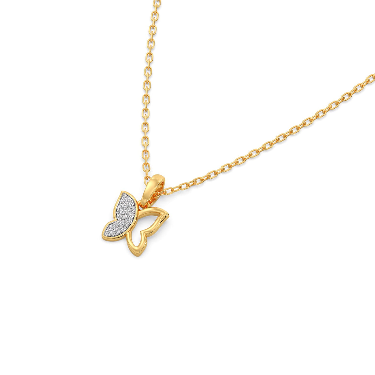 Half Diamond Butterfly Pendant