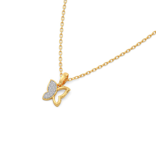 Half Diamond Butterfly Pendant