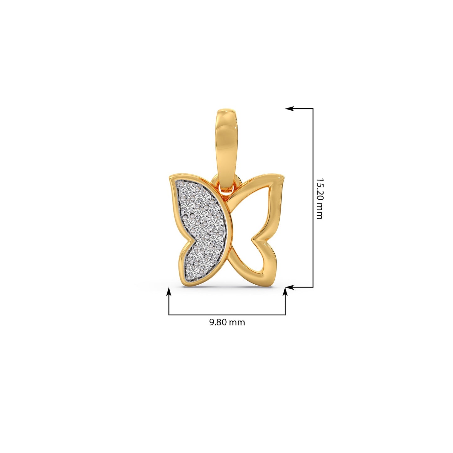 Half Diamond Butterfly Pendant
