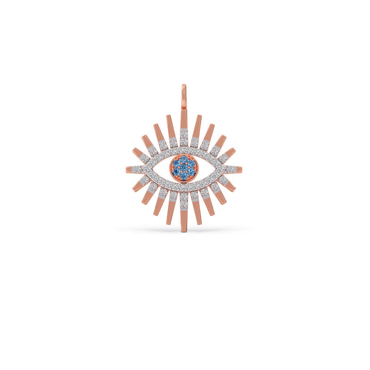 Sunburst Halo Diamond Eye Pendant