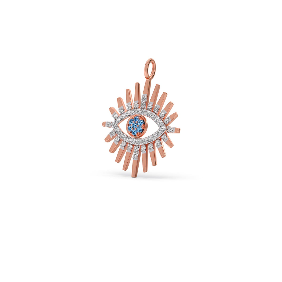 Sunburst Halo Diamond Eye Pendant