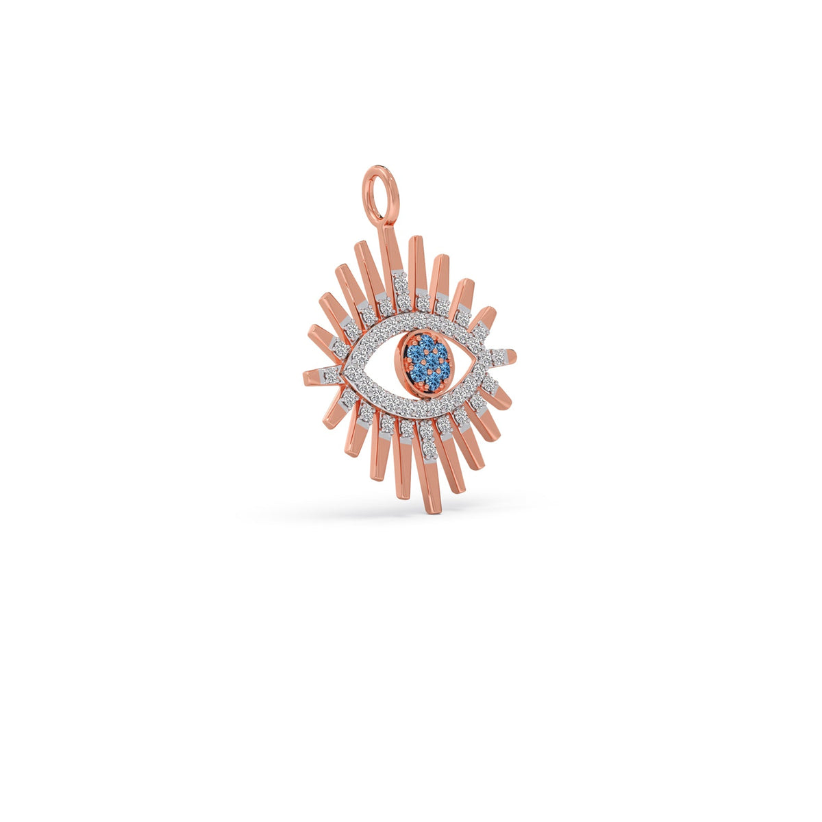 Sunburst Halo Diamond Eye Pendant