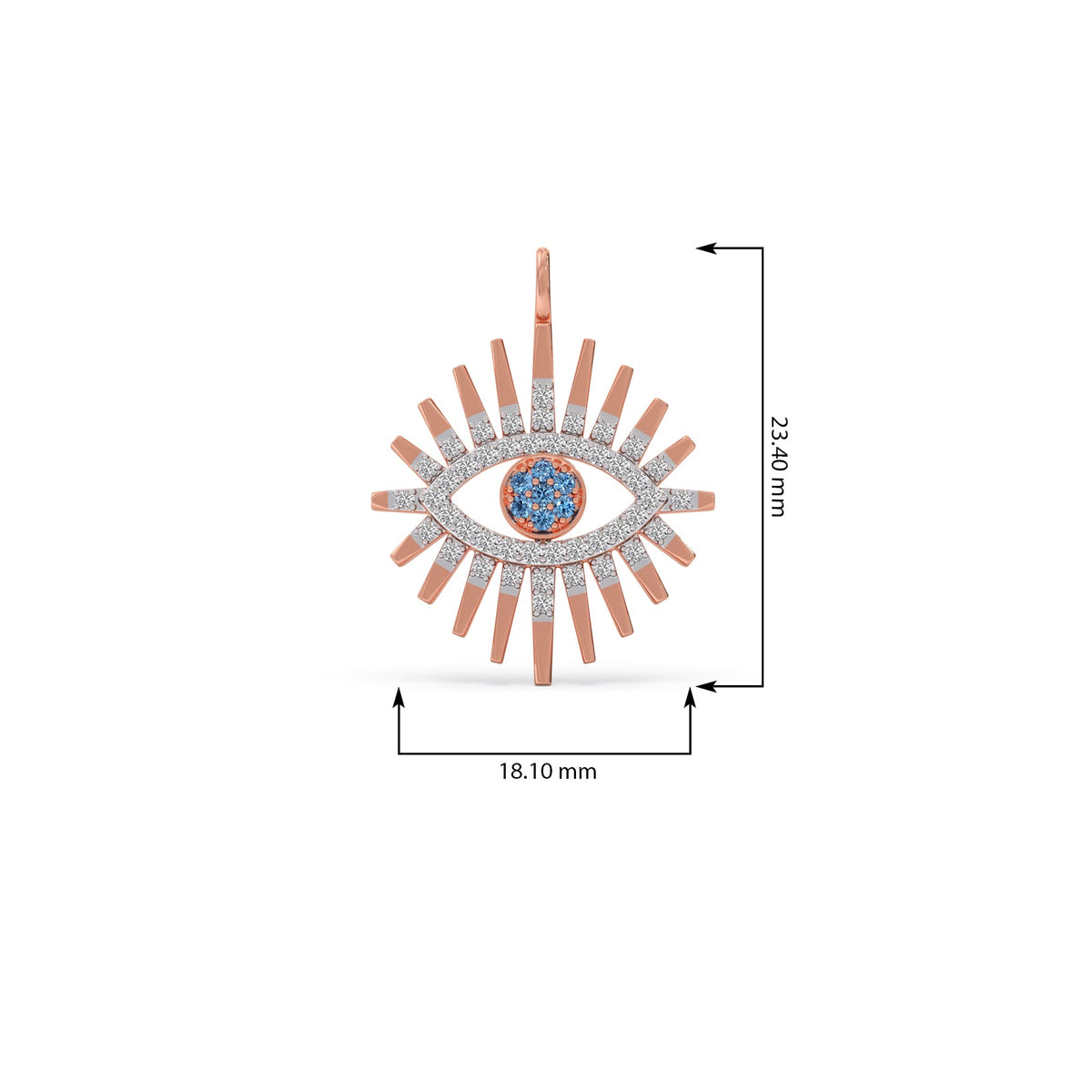 Sunburst Halo Diamond Eye Pendant