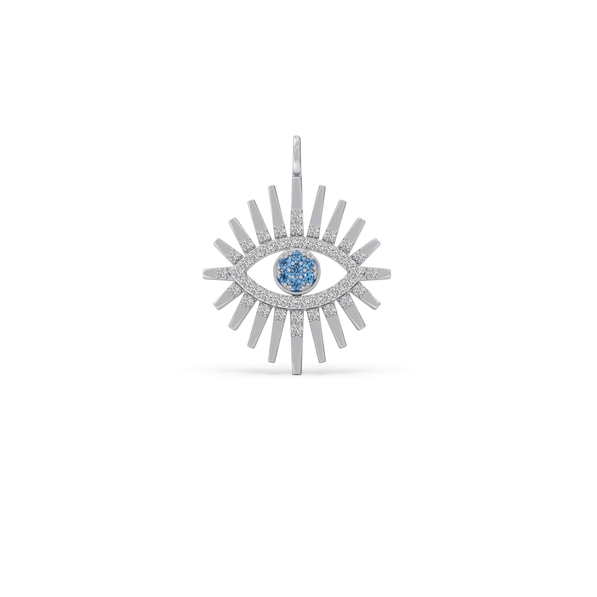 Sunburst Halo Diamond Eye Pendant