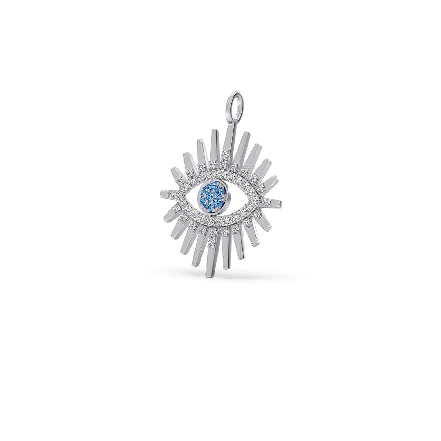 Sunburst Halo Diamond Eye Pendant