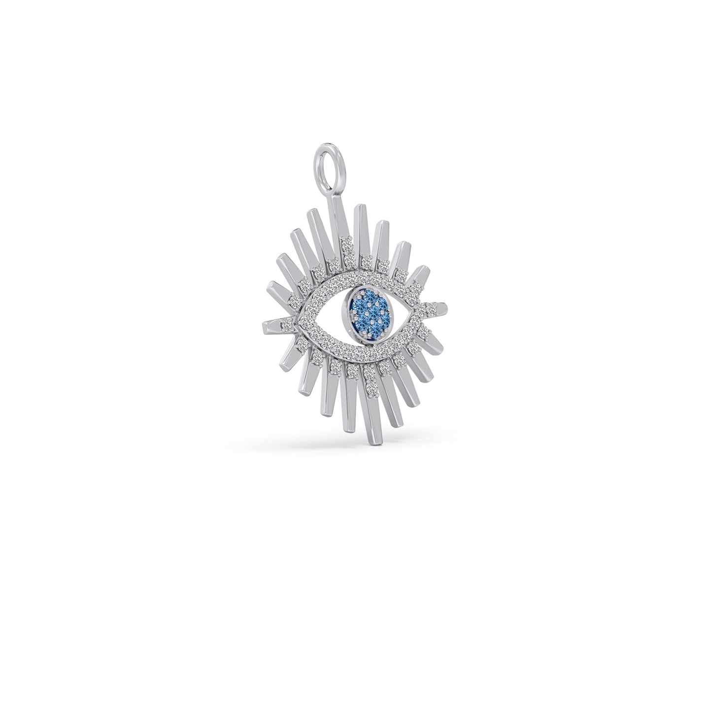 Sunburst Halo Diamond Eye Pendant