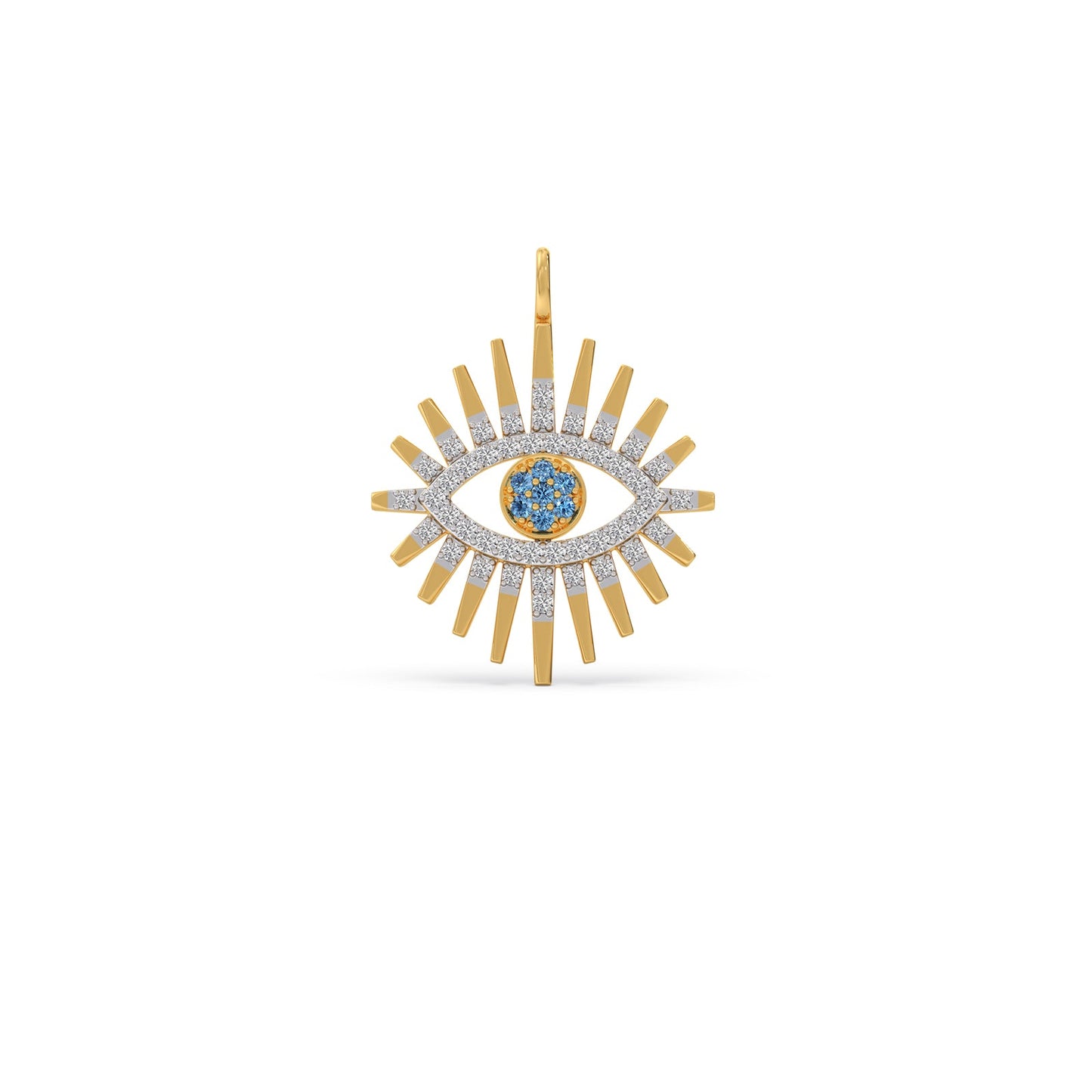 Sunburst Halo Diamond Eye Pendant