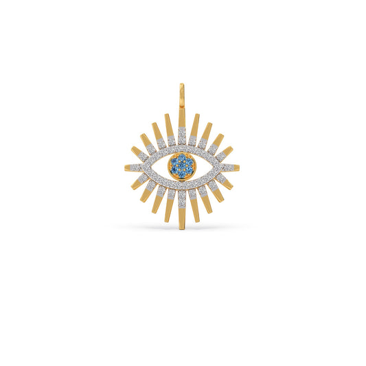 Sunburst Halo Diamond Eye Pendant