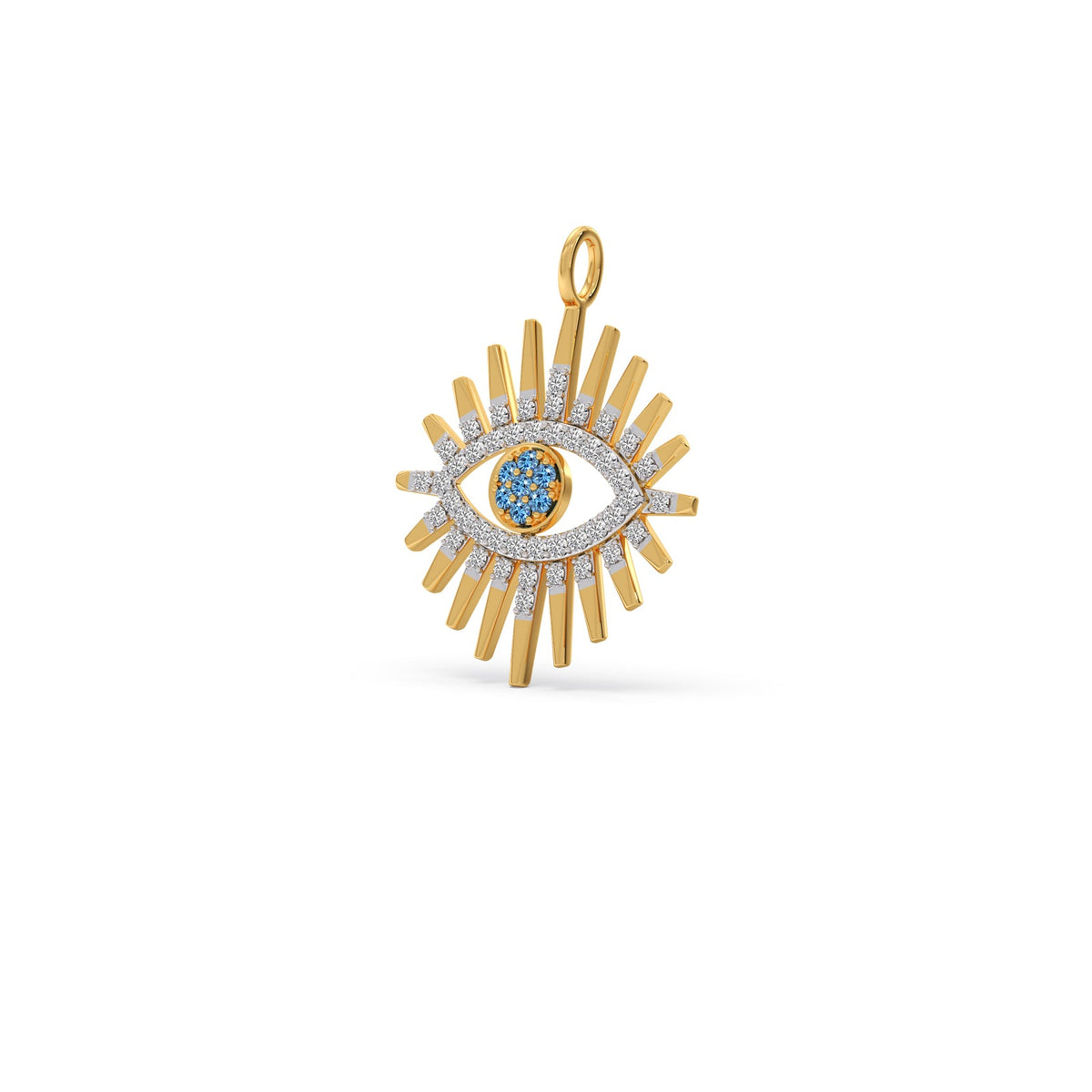 Sunburst Halo Diamond Eye Pendant
