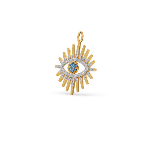 Sunburst Halo Diamond Eye Pendant