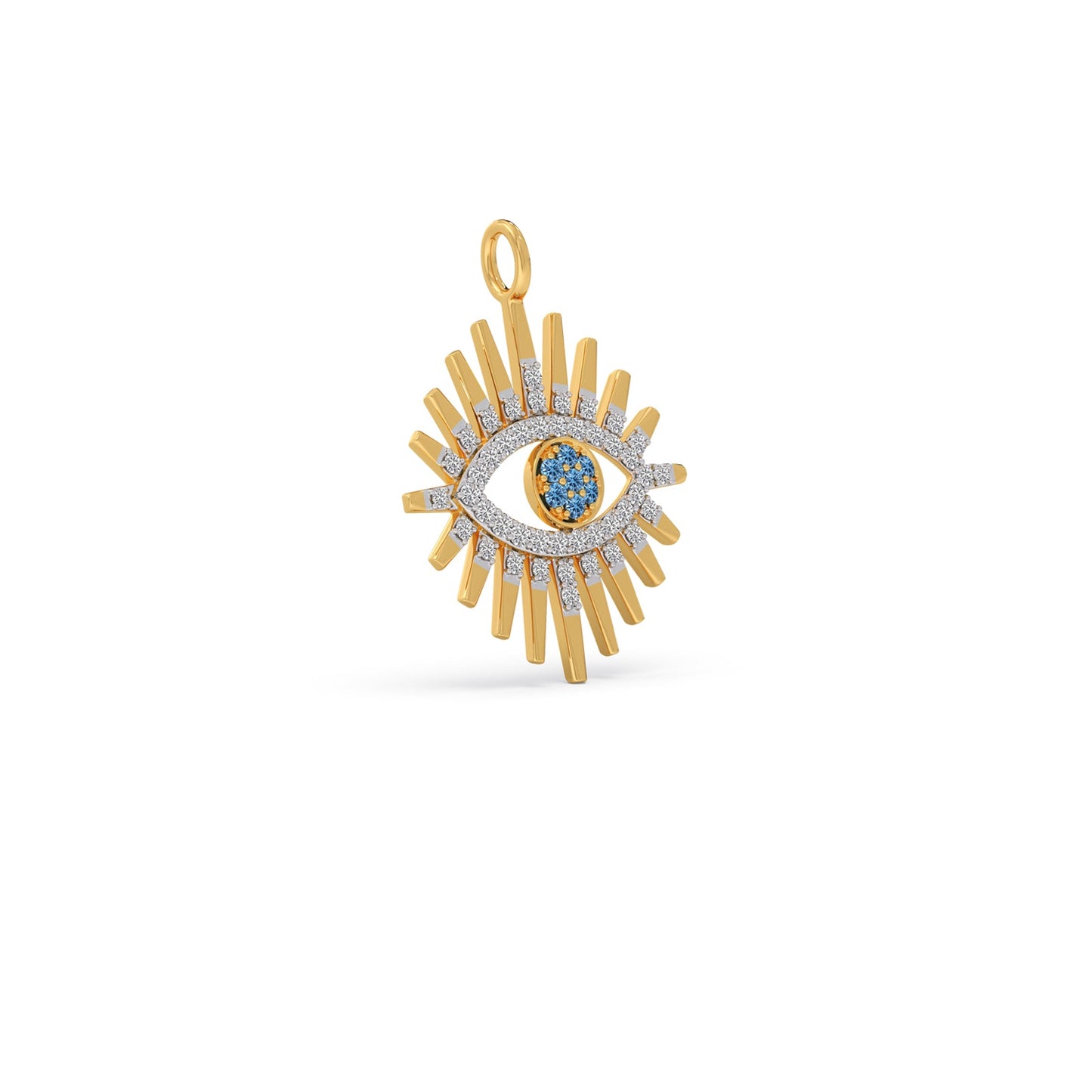 Sunburst Halo Diamond Eye Pendant