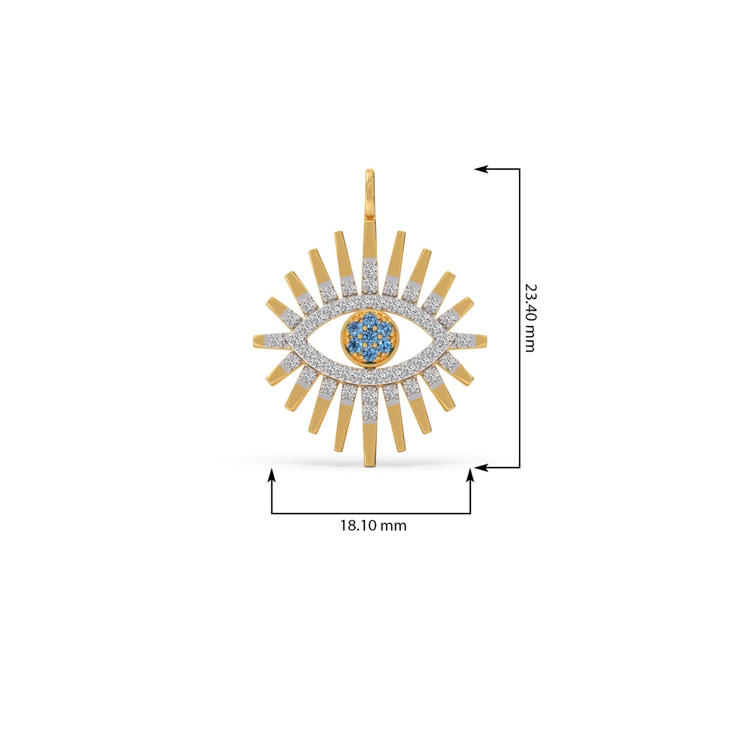 Sunburst Halo Diamond Eye Pendant