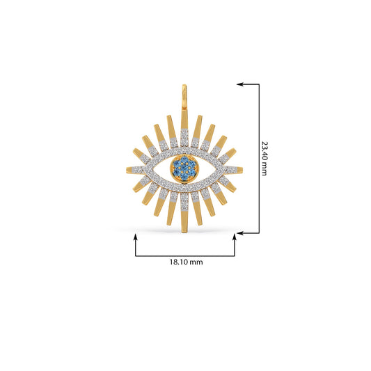 Sunburst Halo Diamond Eye Pendant