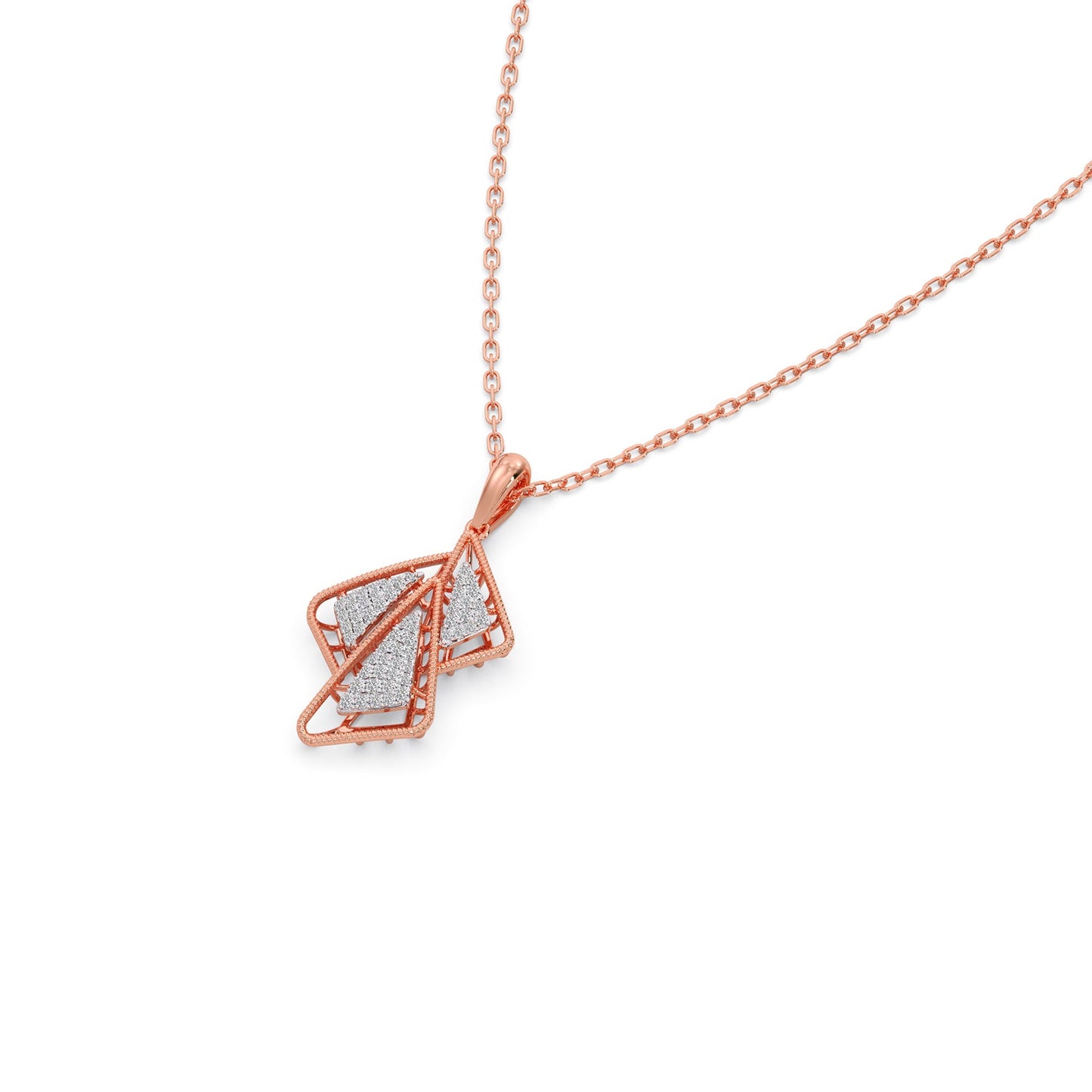 Trio Frame Diamond Pendant Necklace