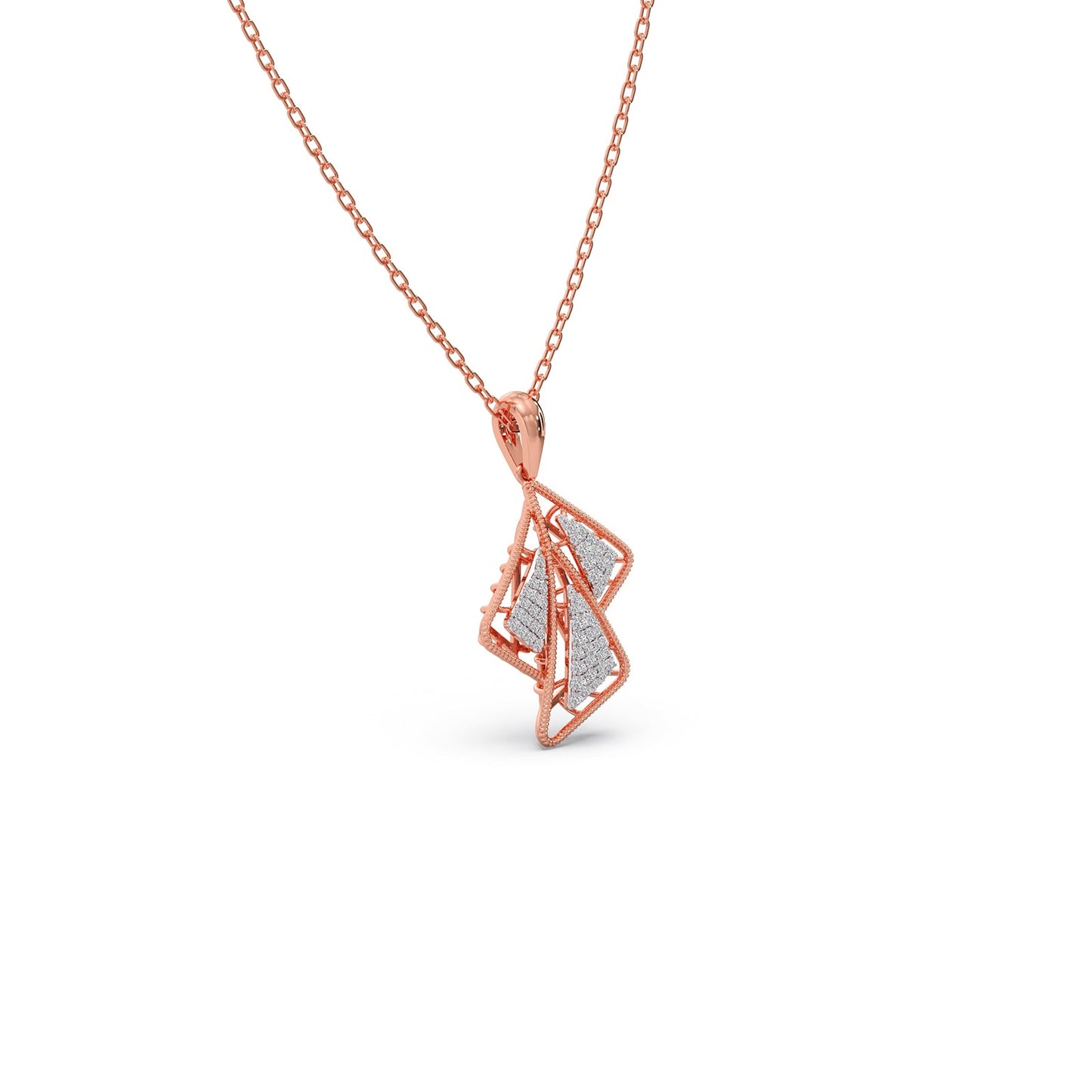 Trio Frame Diamond Pendant Necklace