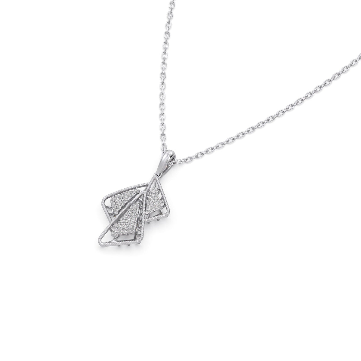 Trio Frame Diamond Pendant Necklace