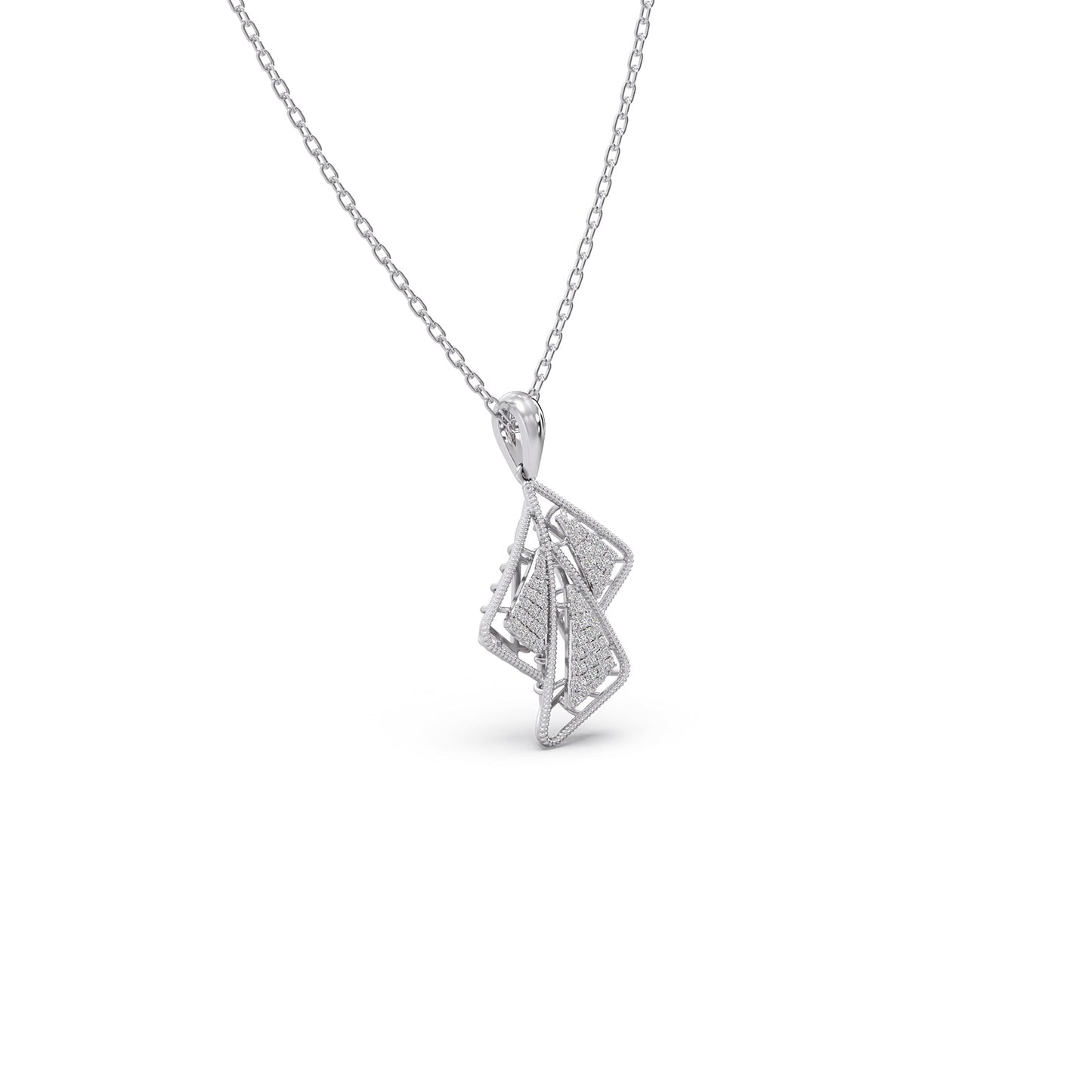 Trio Frame Diamond Pendant Necklace