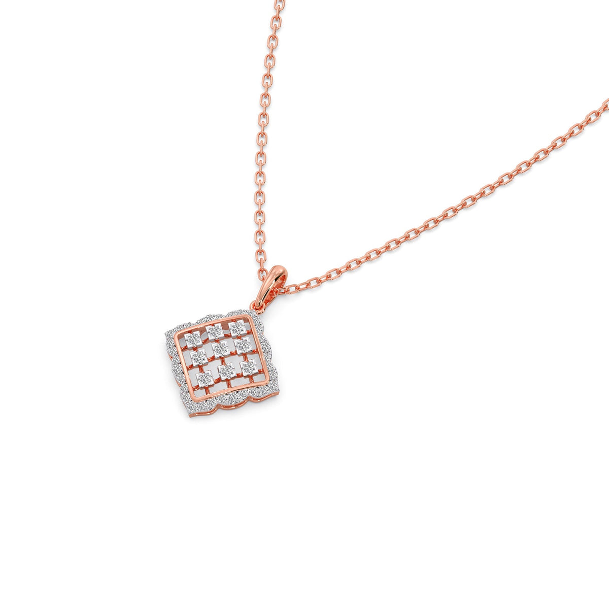 Geometric Grid Diamond Pendant