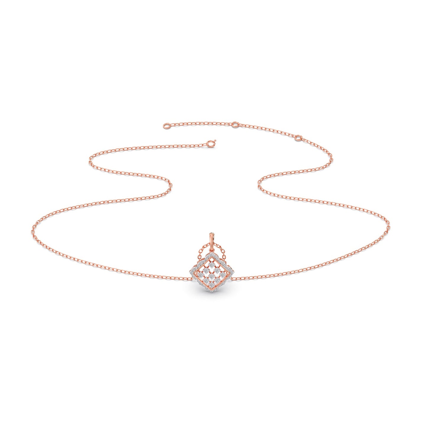 Geometric Grid Diamond Pendant