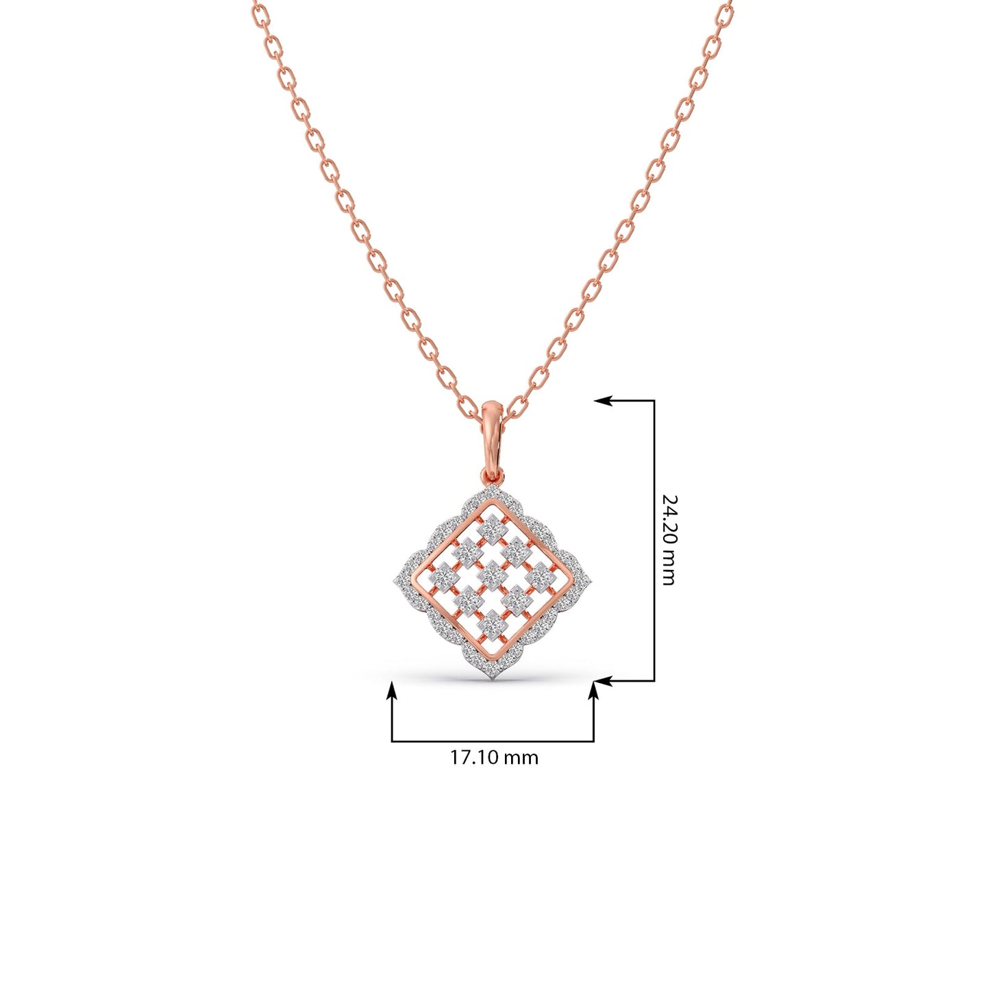 Geometric Grid Diamond Pendant