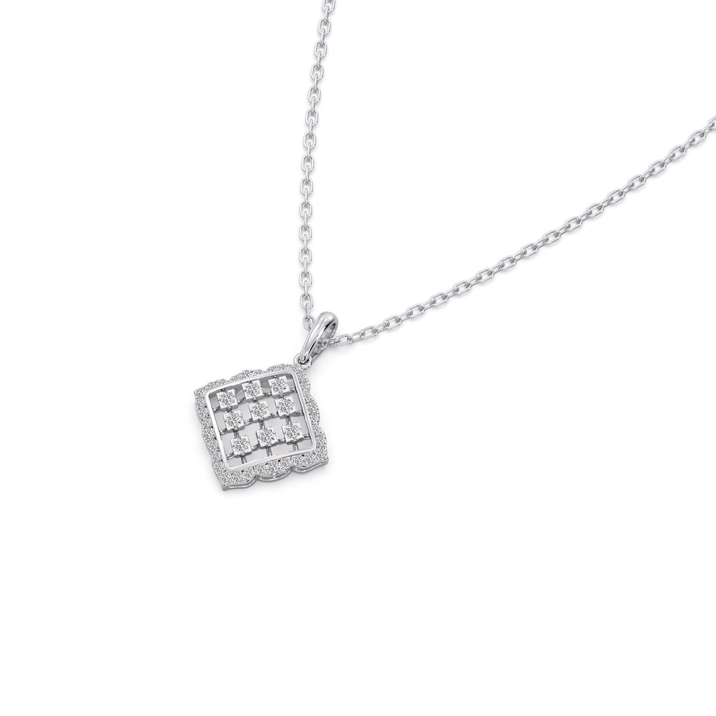 Geometric Grid Diamond Pendant