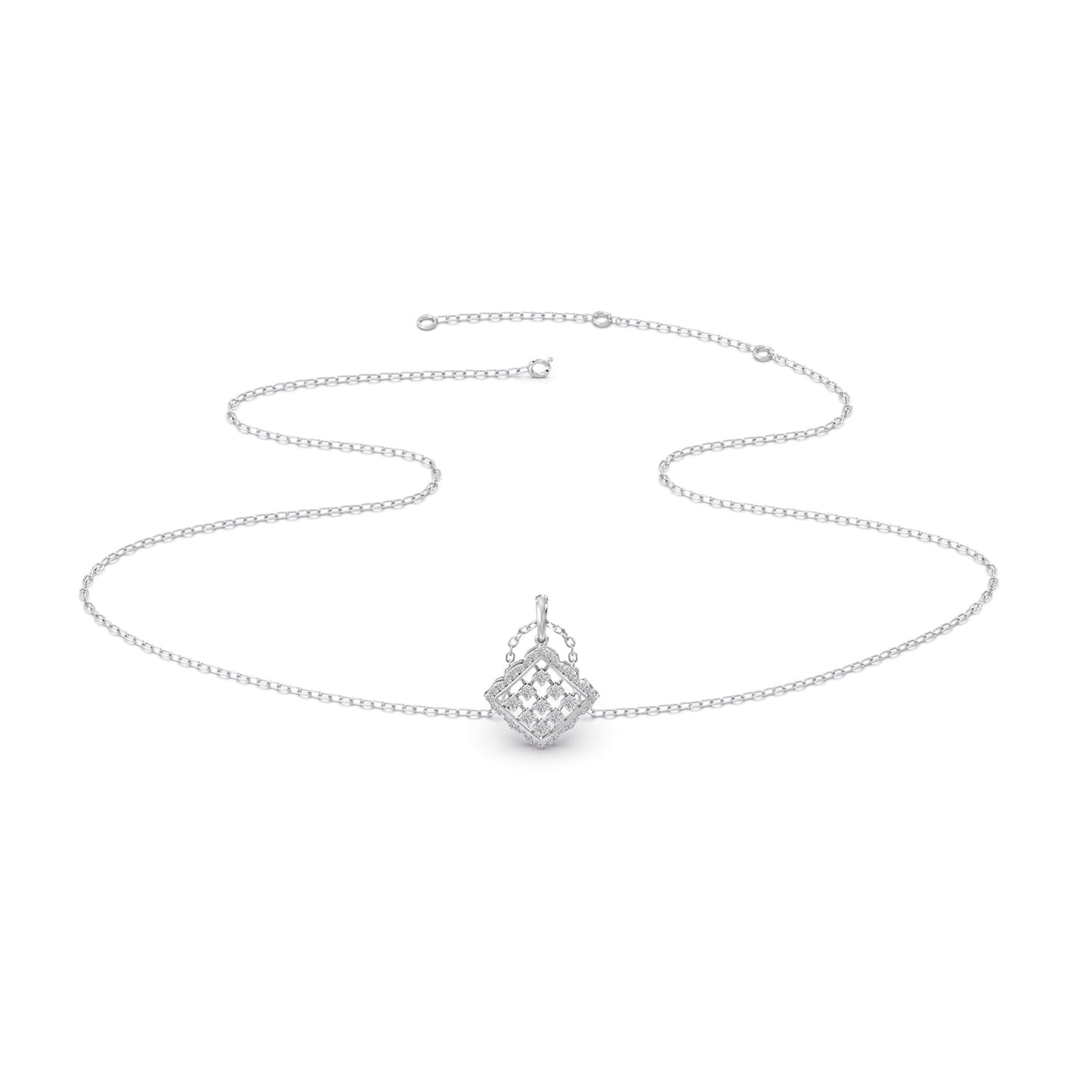 Geometric Grid Diamond Pendant