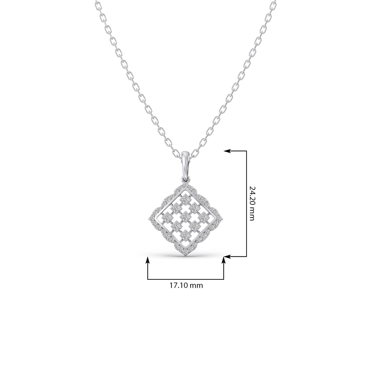Geometric Grid Diamond Pendant