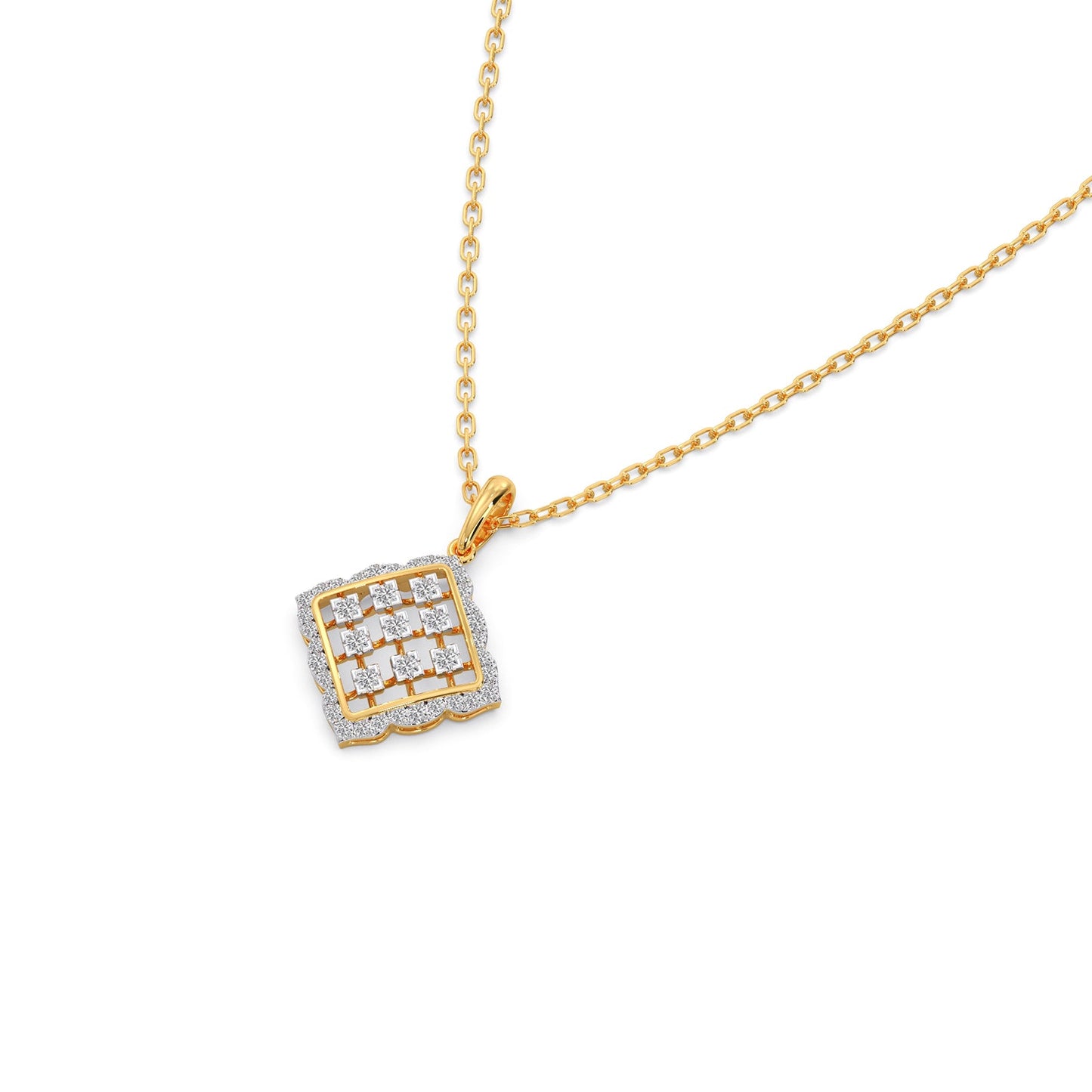 Geometric Grid Diamond Pendant