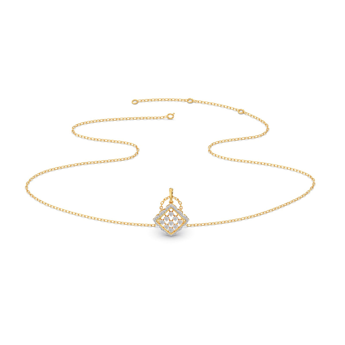 Geometric Grid Diamond Pendant