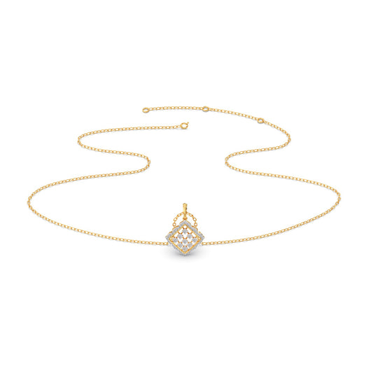 Geometric Grid Diamond Pendant