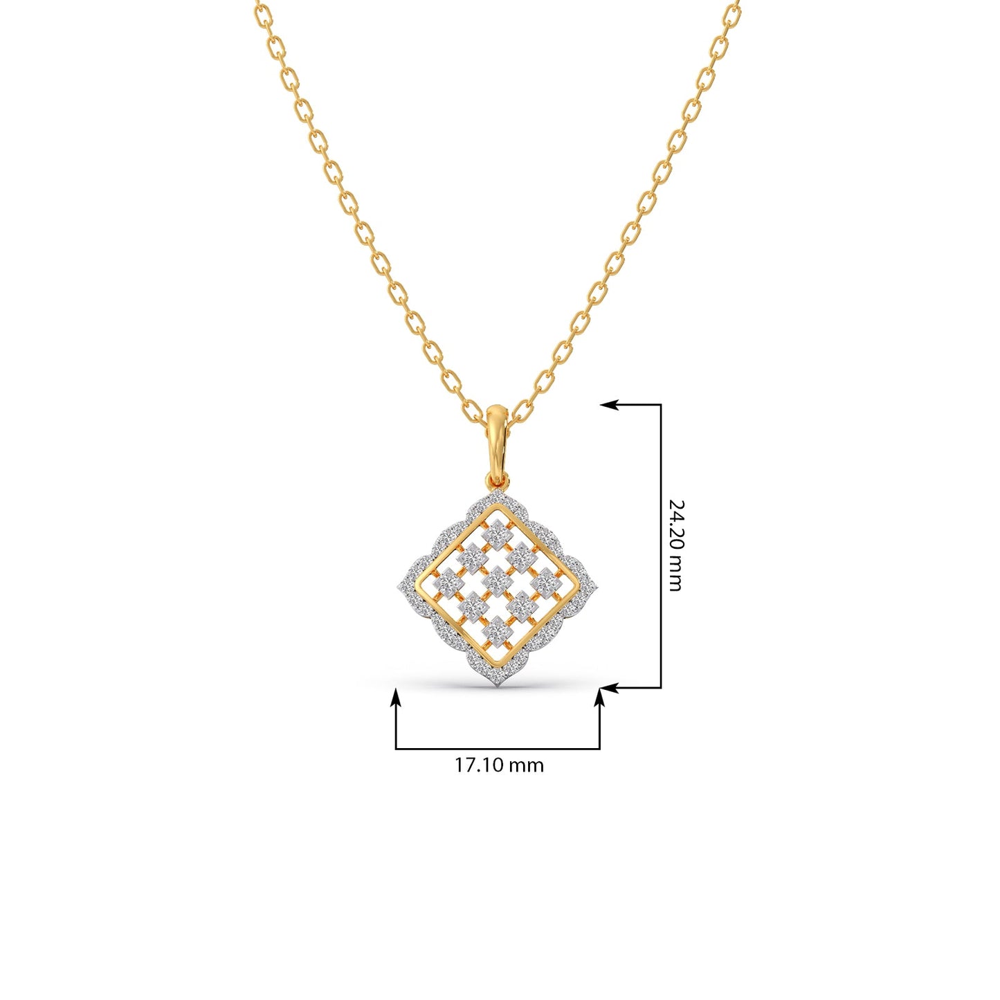 Geometric Grid Diamond Pendant
