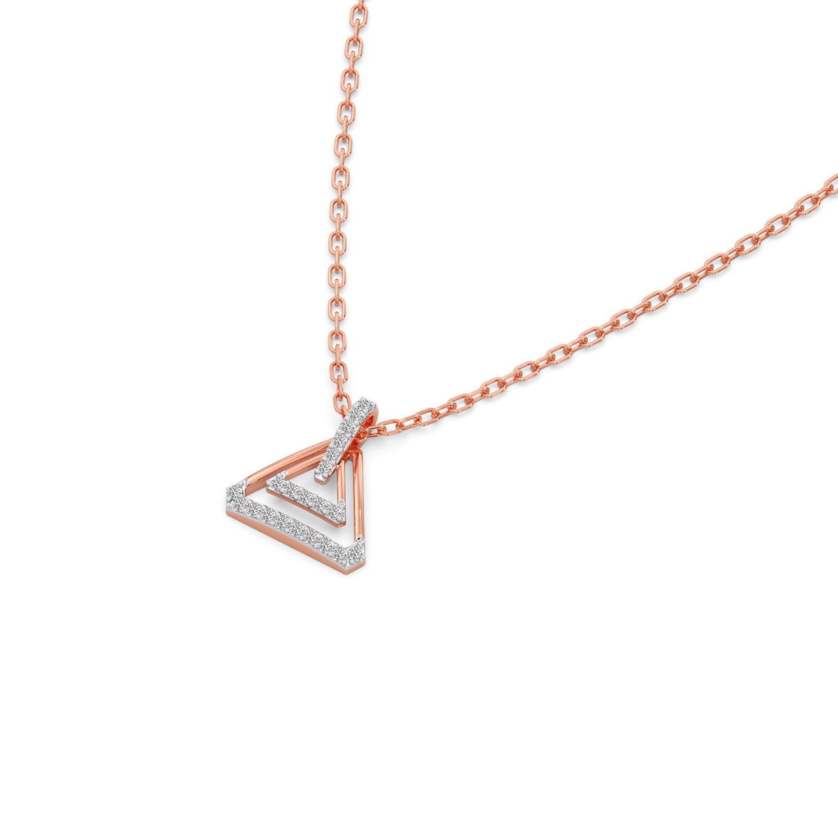 Triangle Frame Diamond Pendant Necklace