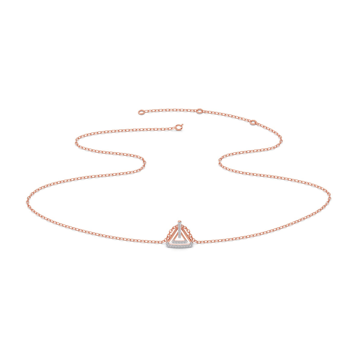 Triangle Frame Diamond Pendant Necklace
