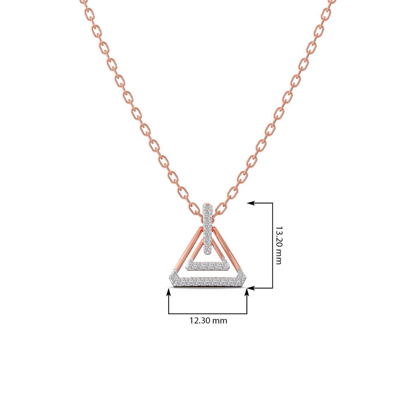 Triangle Frame Diamond Pendant Necklace