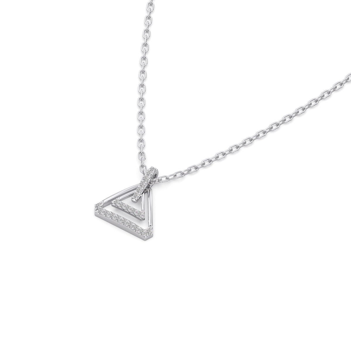 Triangle Frame Diamond Pendant Necklace