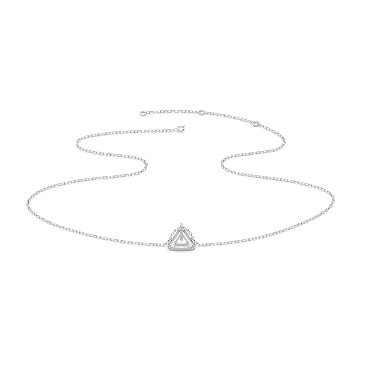 Triangle Frame Diamond Pendant Necklace