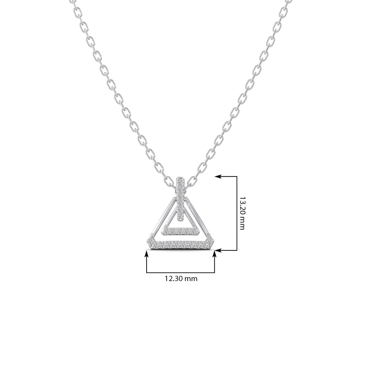 Triangle Frame Diamond Pendant Necklace
