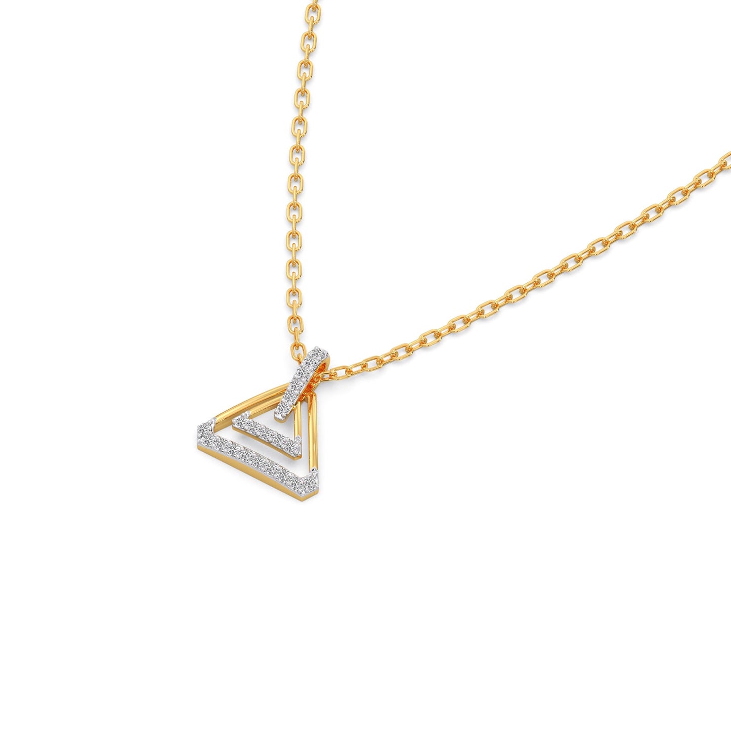 Triangle Frame Diamond Pendant Necklace