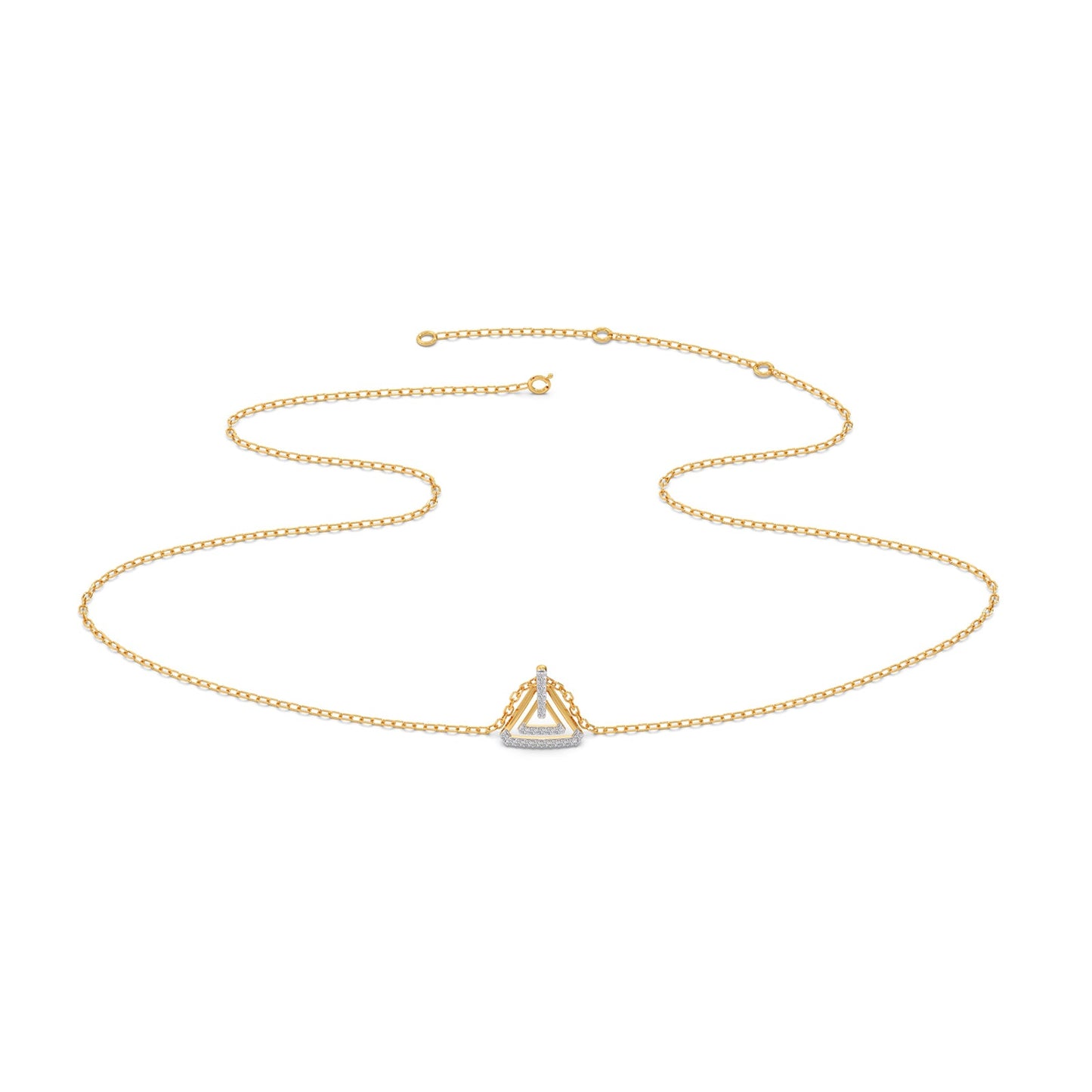 Triangle Frame Diamond Pendant Necklace